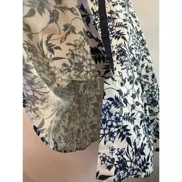 CAROLINA HERRERA Sleeveless Midi Dress 12 L Mock Neck Navy Floral Motif Damask - Picture 8 of 13